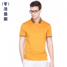法曼斯2020夏装新款长绒棉短袖t恤商务男士休闲天丝翻领纯色上衣